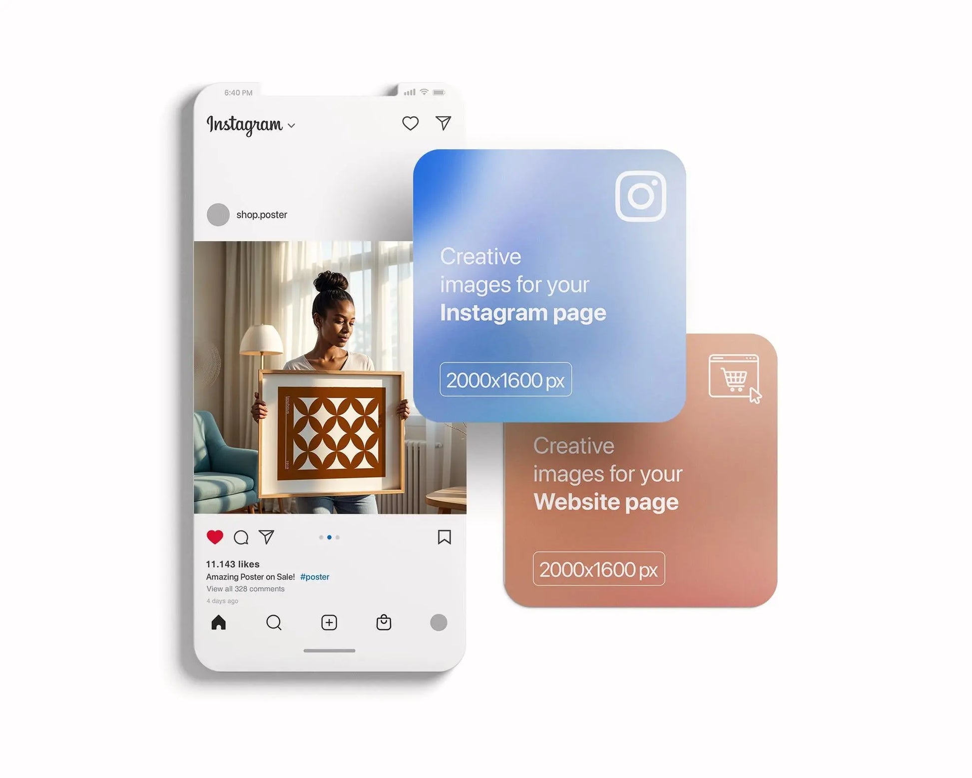 Woman Holding Frame Mockups | Landscape Horizontal Wood Frame Mockup with person | Digital Prints, and Poster Shop Mockup