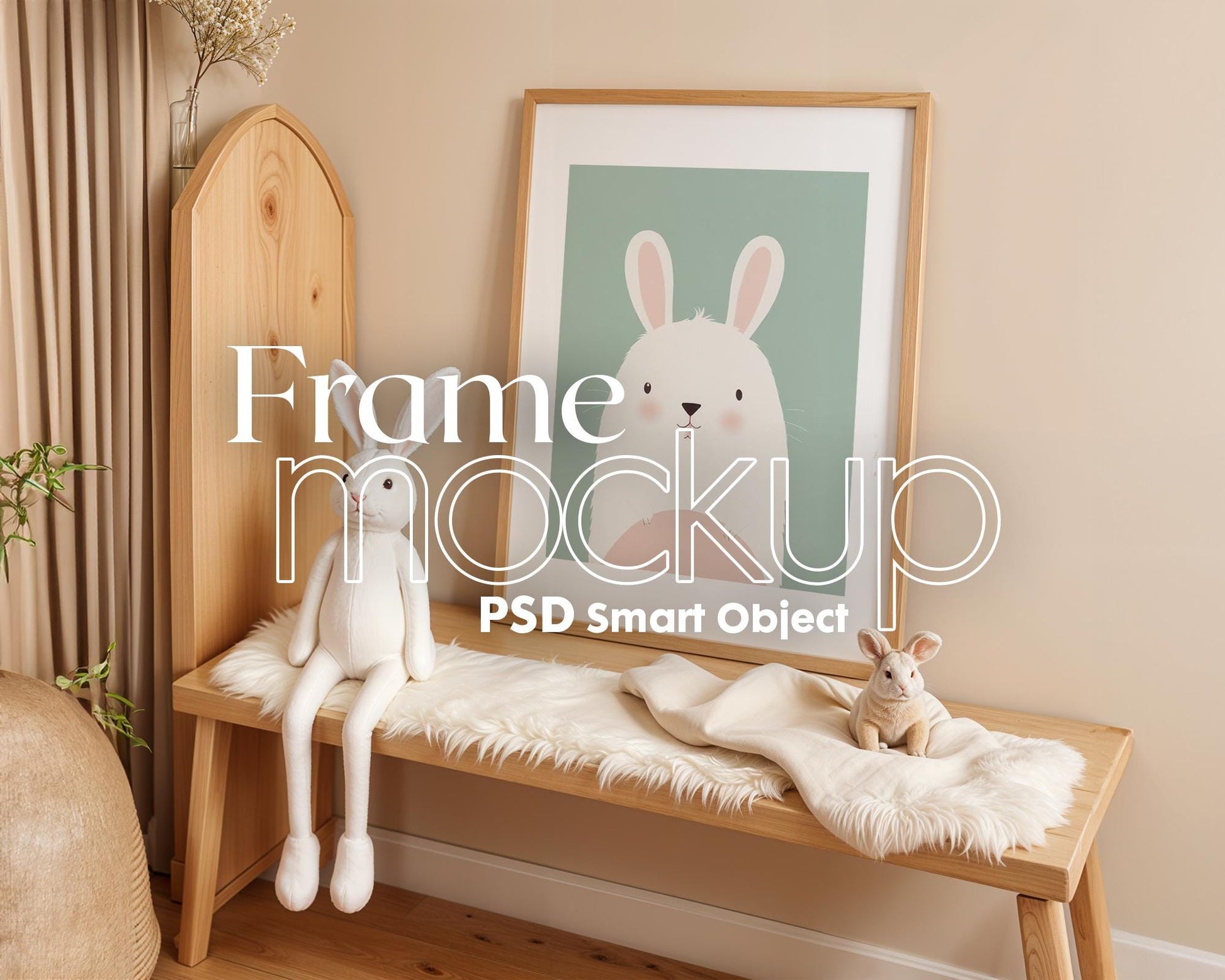 Frame Nursery Mockup in Home Interior PSD | Nursery Frame Mockup Frames | Nursery Wall Poster | Poster Shop Mockup