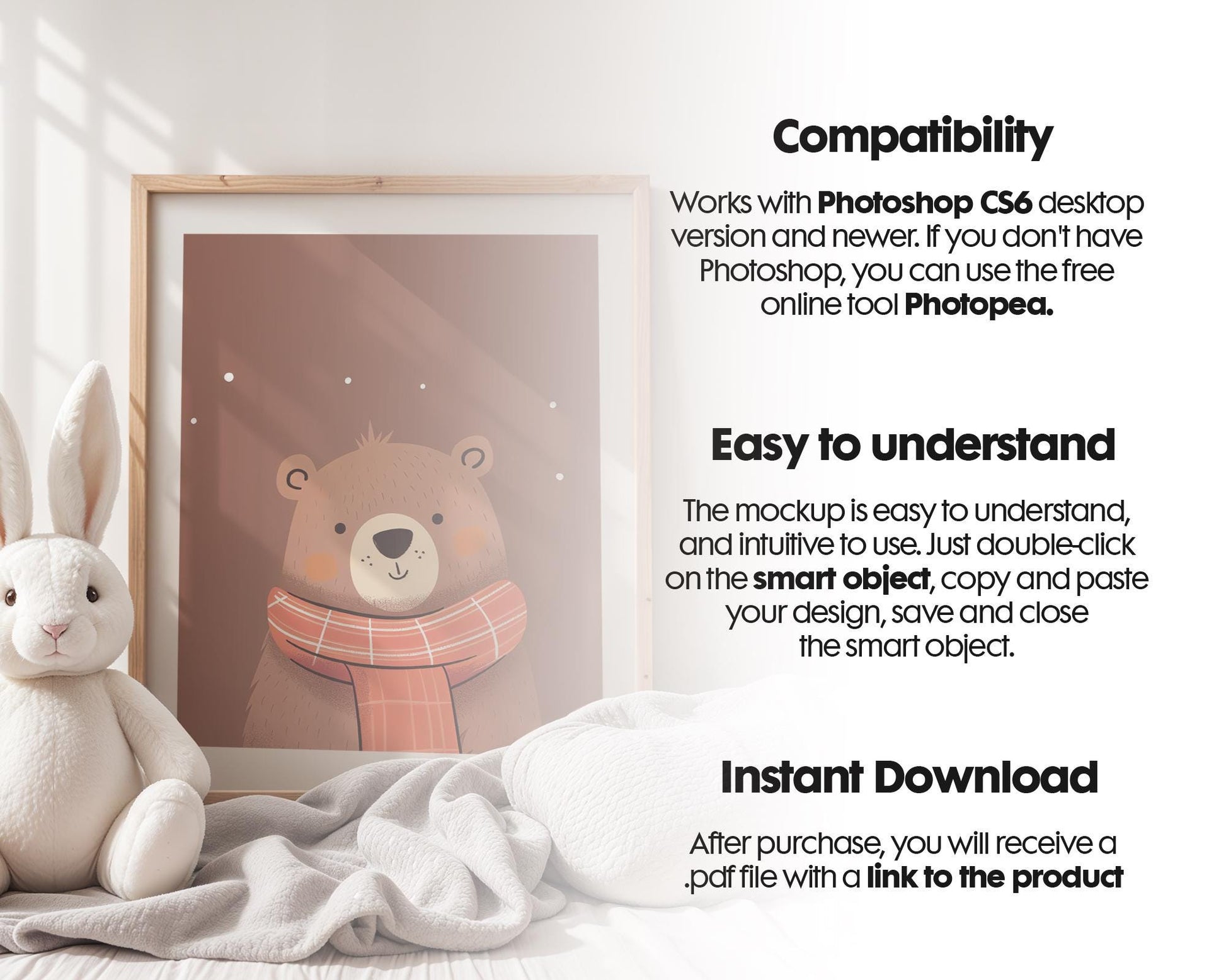 Frame Nursery Mockup in Home Interior PSD | Nursery Frame Mockup Frames | Nursery Wall Poster | Poster Shop Mockup