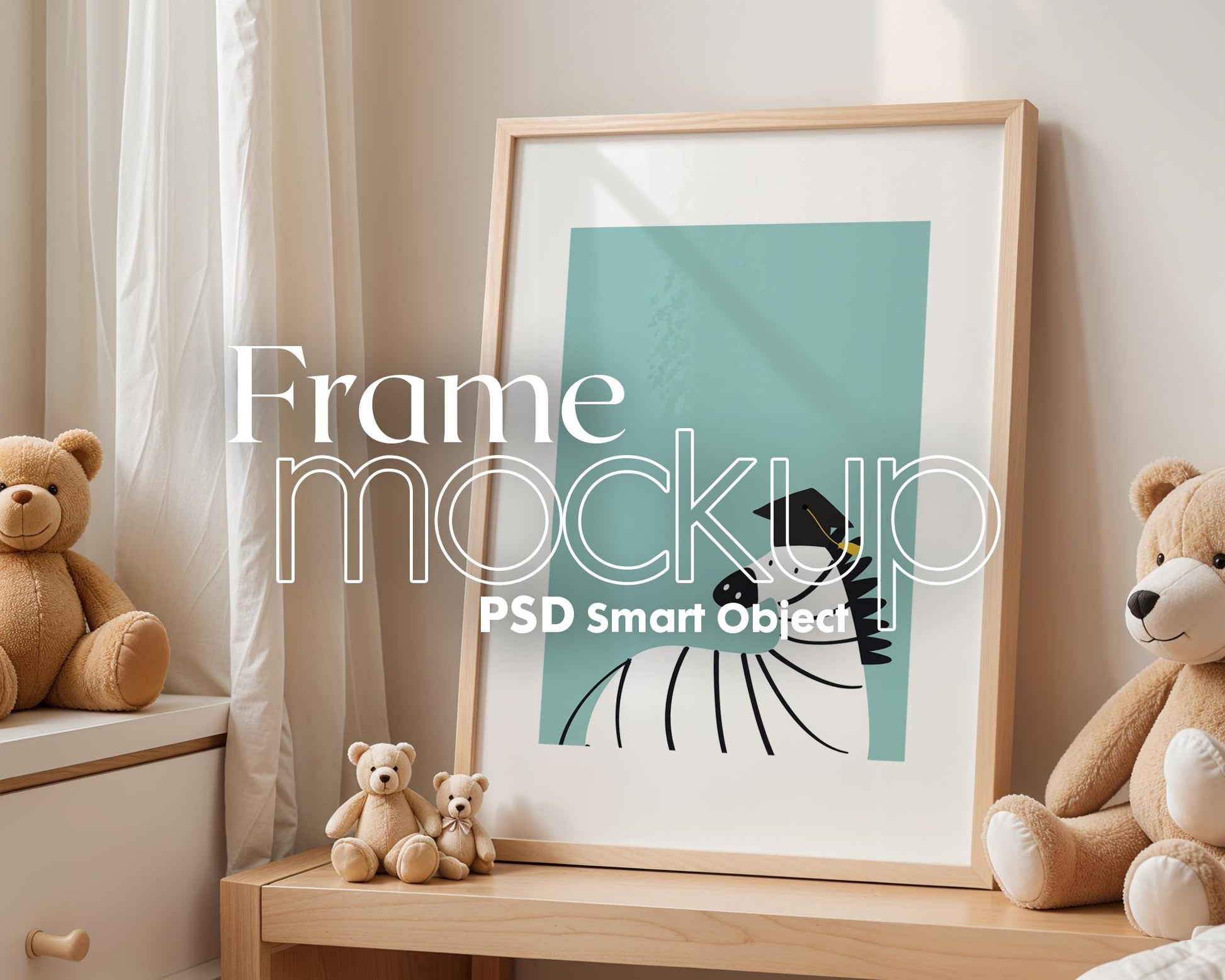 Frame Nursery Mockup in Home Interior PSD | Nursery Frame Mockup Frames | Nursery Wall Poster | Poster Shop Mockup