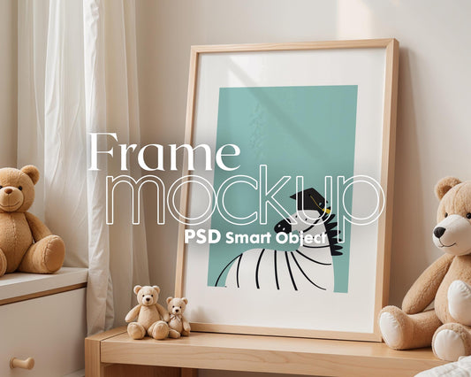 Frame Nursery Mockup in Home Interior PSD | Nursery Frame Mockup Frames | Nursery Wall Poster | Poster Shop Mockup