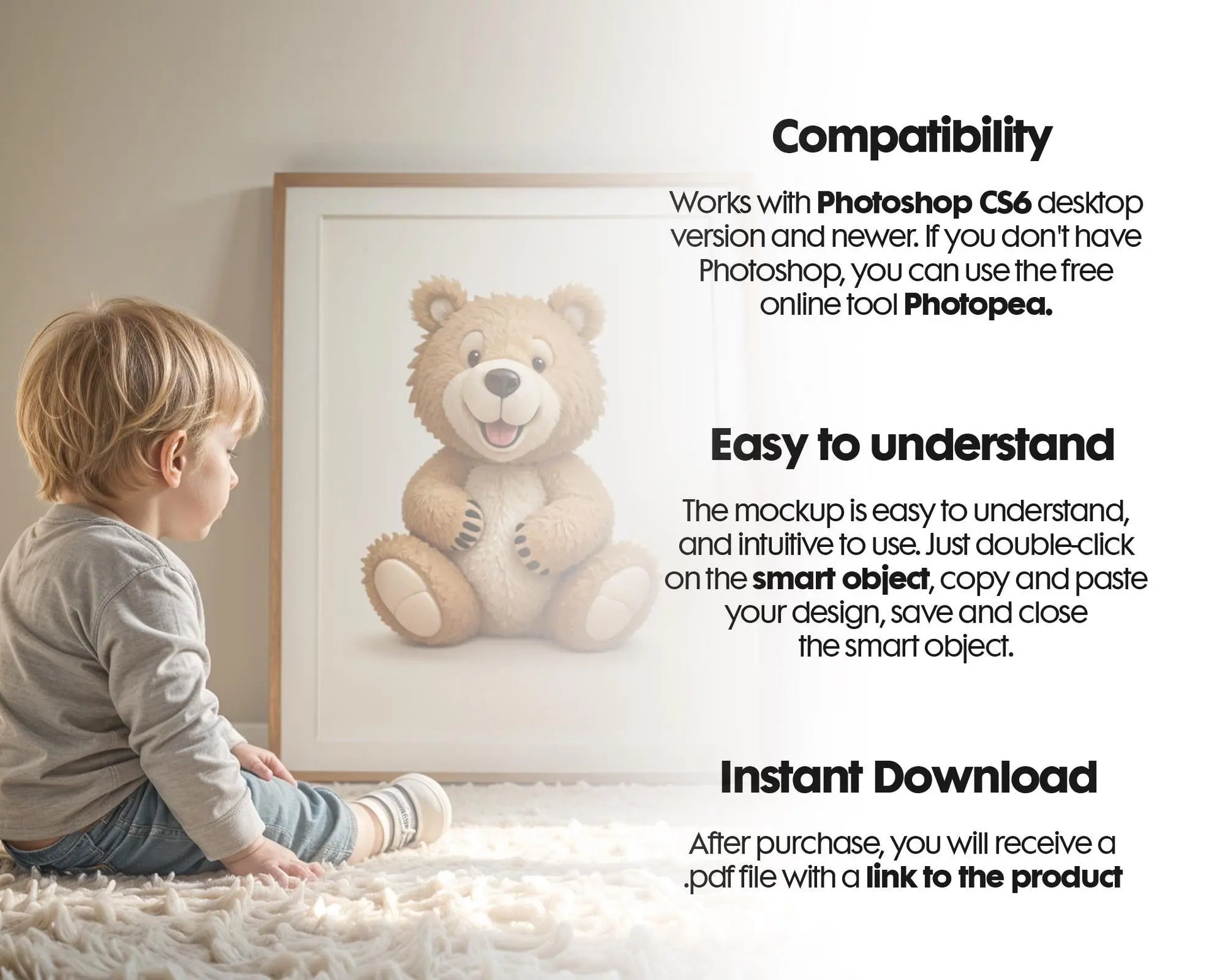 Frame Nursery Mockup in Home Interior PSD | Nursery Frame Mockup Frames | Nursery Wall Poster | Poster Shop Mockup