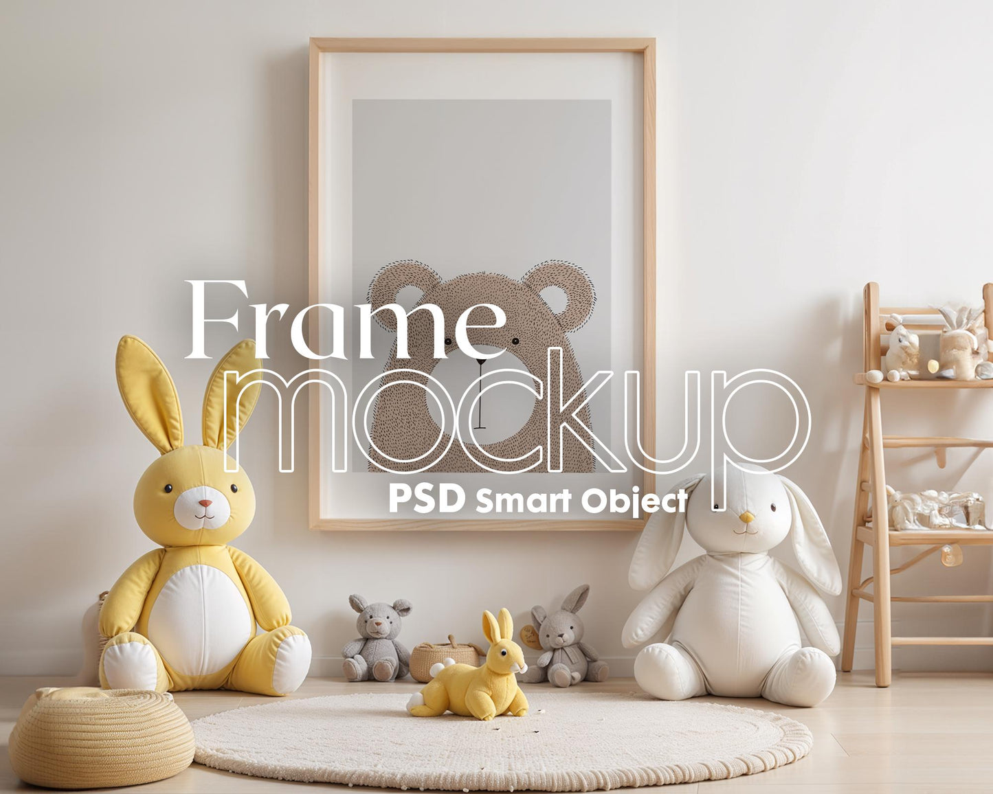 Frame Nursery Mockup in Home Interior PSD | Nursery Frame Mockup Frames | Nursery Wall Poster | Poster Shop Mockup