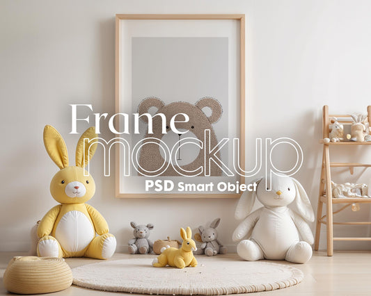 Frame Nursery Mockup in Home Interior PSD | Nursery Frame Mockup Frames | Nursery Wall Poster | Poster Shop Mockup