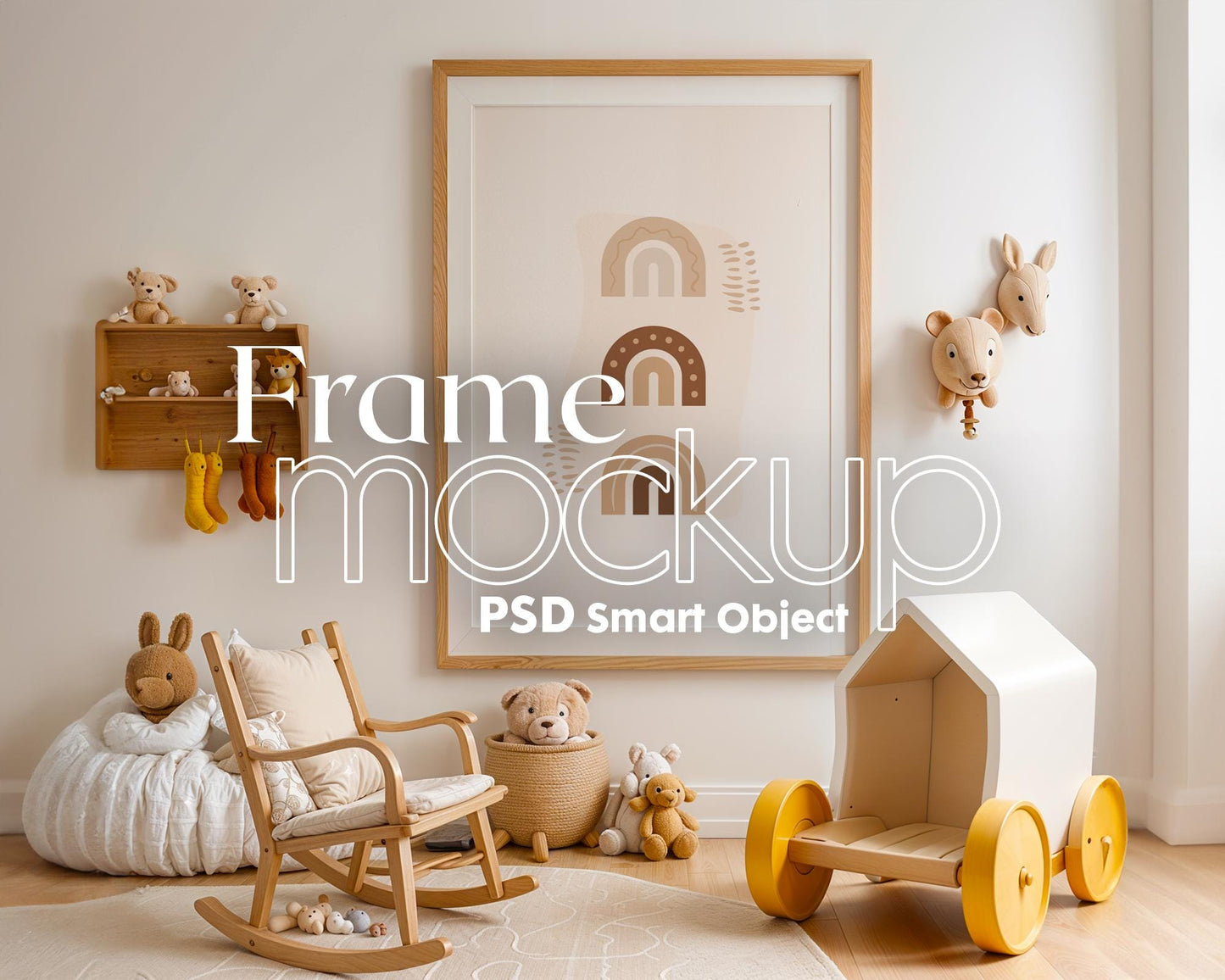 Frame Nursery Mockup in Home Interior PSD | Nursery Frame Mockup Frames | Nursery Wall Poster | Poster Shop Mockup