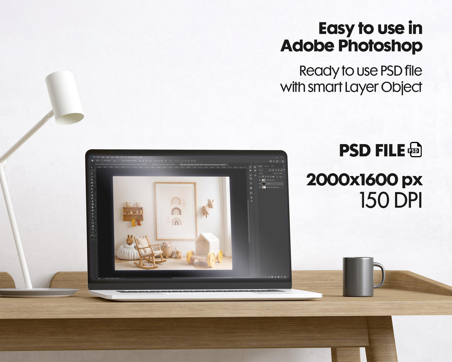 Frame Nursery Mockup in Home Interior PSD | Nursery Frame Mockup Frames | Nursery Wall Poster | Poster Shop Mockup