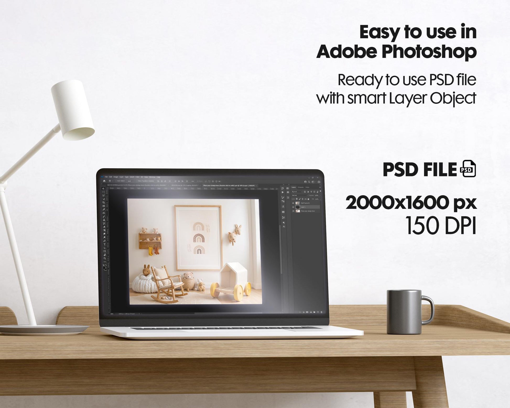 Frame Nursery Mockup in Home Interior PSD | Nursery Frame Mockup Frames | Nursery Wall Poster | Poster Shop Mockup