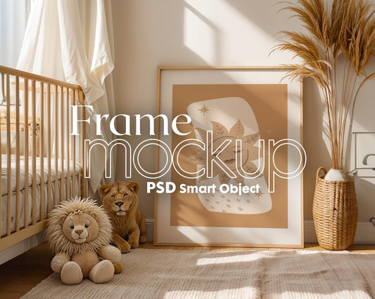 Frame Nursery Mockup in Home Interior PSD | Nursery Frame Mockup Frames | Nursery Wall Poster | Poster Shop Mockup