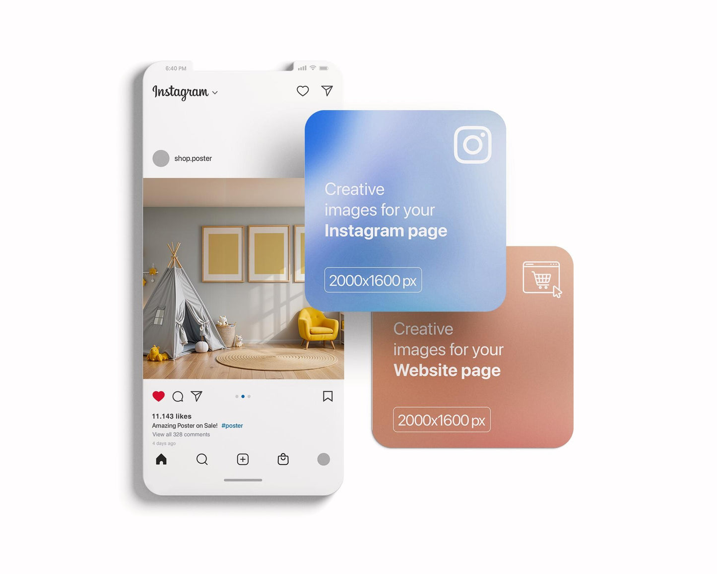 3 Frame Nursery Mockup in Home Interior PSD | Nursery Frame Mockup Frames | Nursery Wall Poster | Poster Shop Mockup