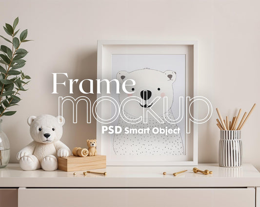 Frame Nursery Mockup in Home Interior PSD | Nursery Frame Mockup Frames | Nursery Wall Poster | Poster Shop Mockup