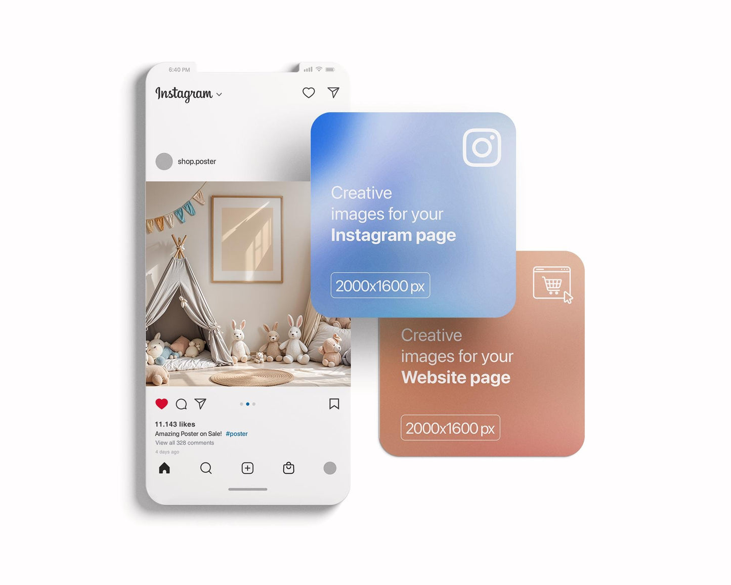 Frame Nursery Mockup in Home Interior PSD | Nursery Frame Mockup | Children Room Frame | PSD Smart Object