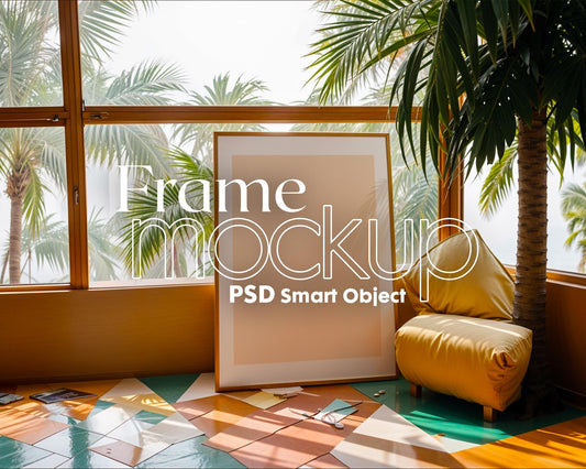 Boho Frame Mockup PSD, Scandinavian Wooden Frame Mockup, Poster Mockup PSD , Frame Mockup for Print, Frame Mockup Smart Object