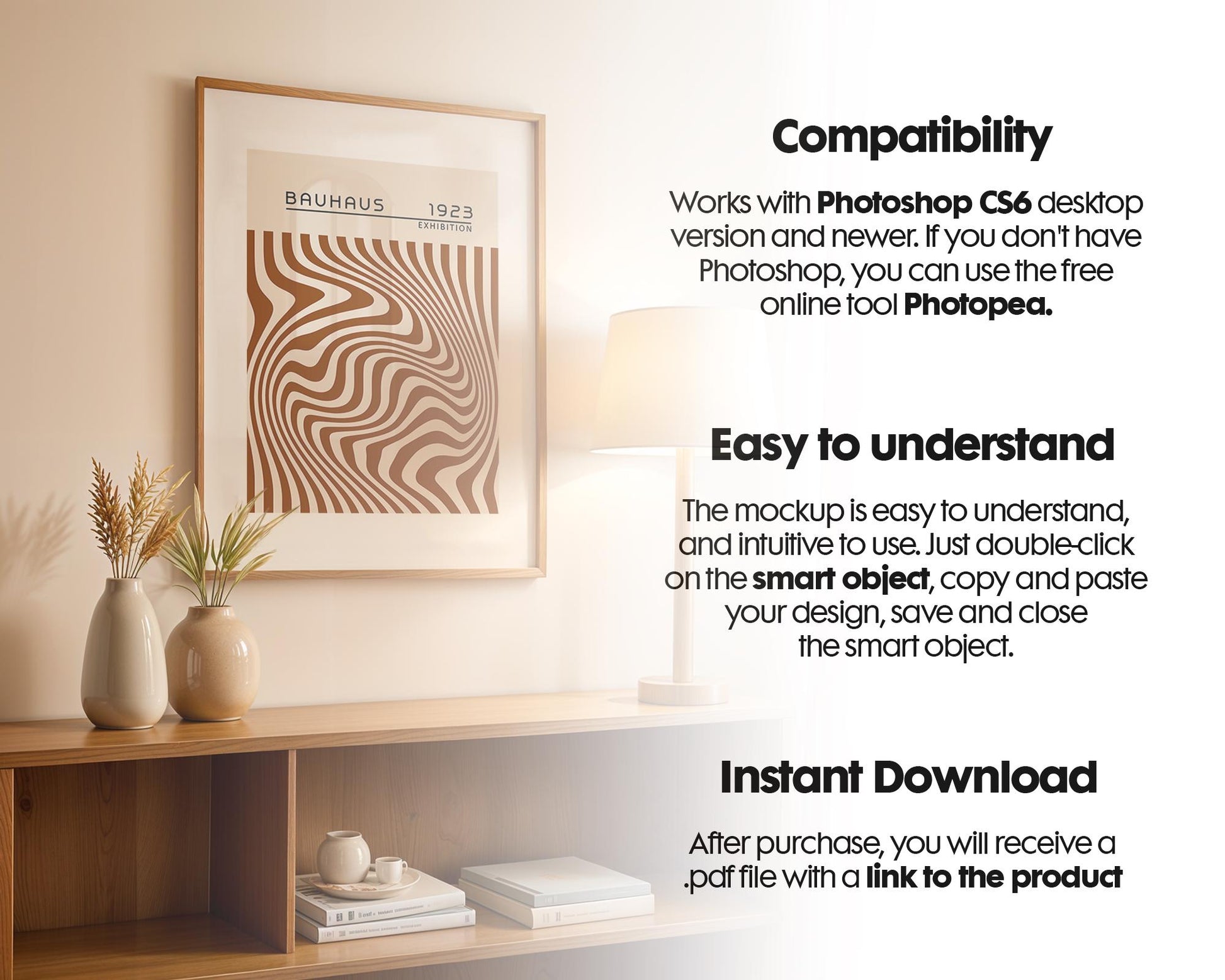Artwork Mockup PSD | Framed Poster Mockup. DIN A Frame Mock–Up | PSD Photoshop Mockup. Frame Mockup Home Interior