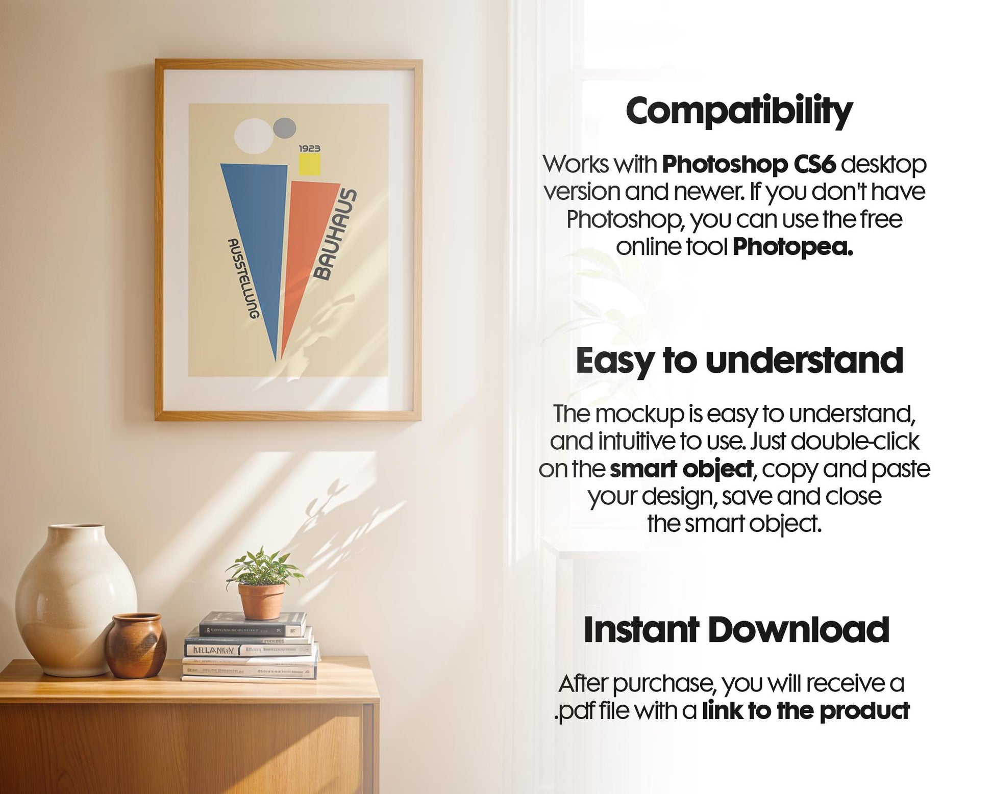 Soft Aesthetic Interior Frame Mockup | ISO A DIN Ratio | Thin Wood Frame | PSD Mockup | Frame Mockup Midcentury Minimal Home Interior