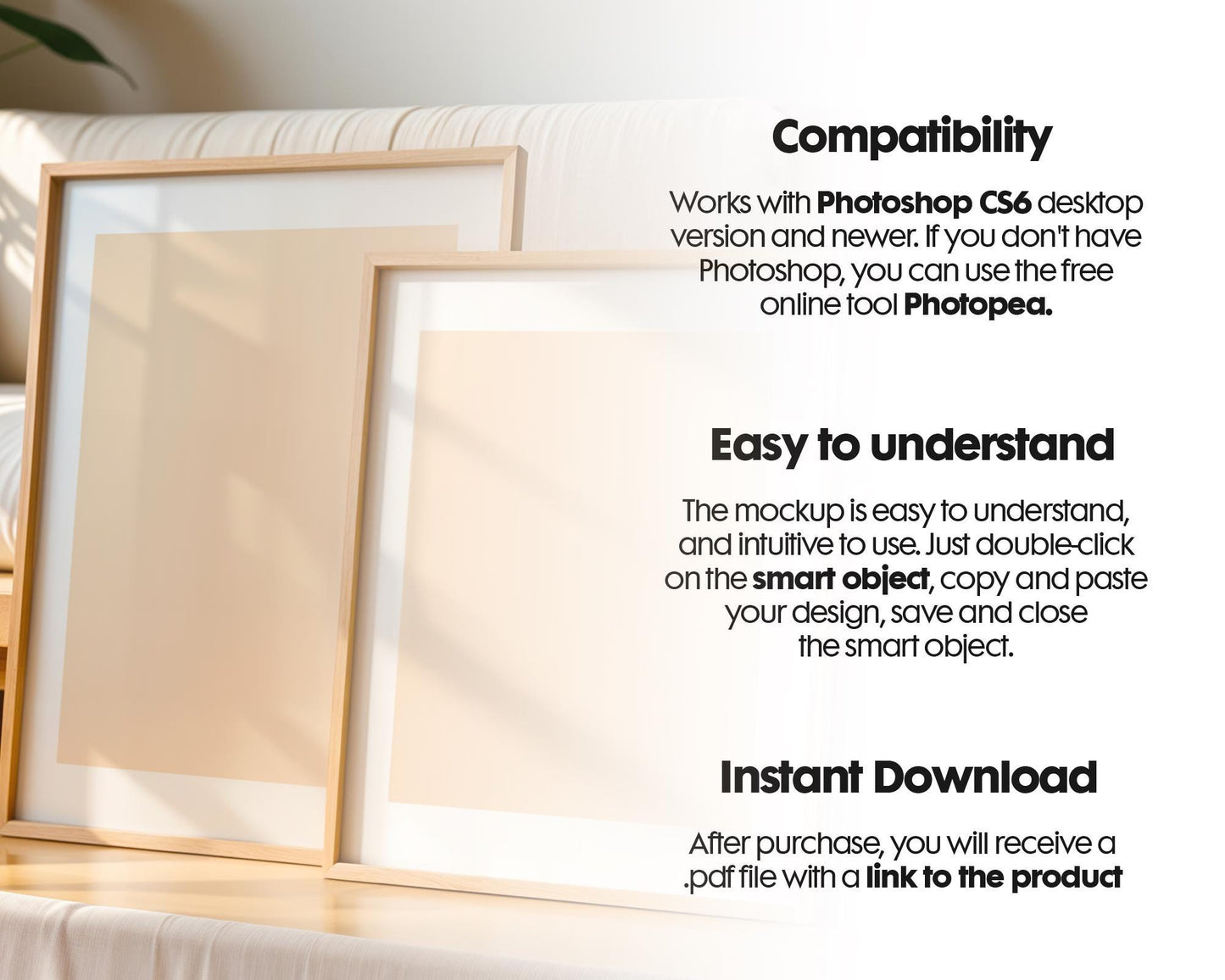 2 Frames Mockup PSD, Mockup Frames, Double Frames Mockup, Set of 2 Mock Up, Wall Art Display, Poster Mockup, Interior Wall Poster Mockup PSD