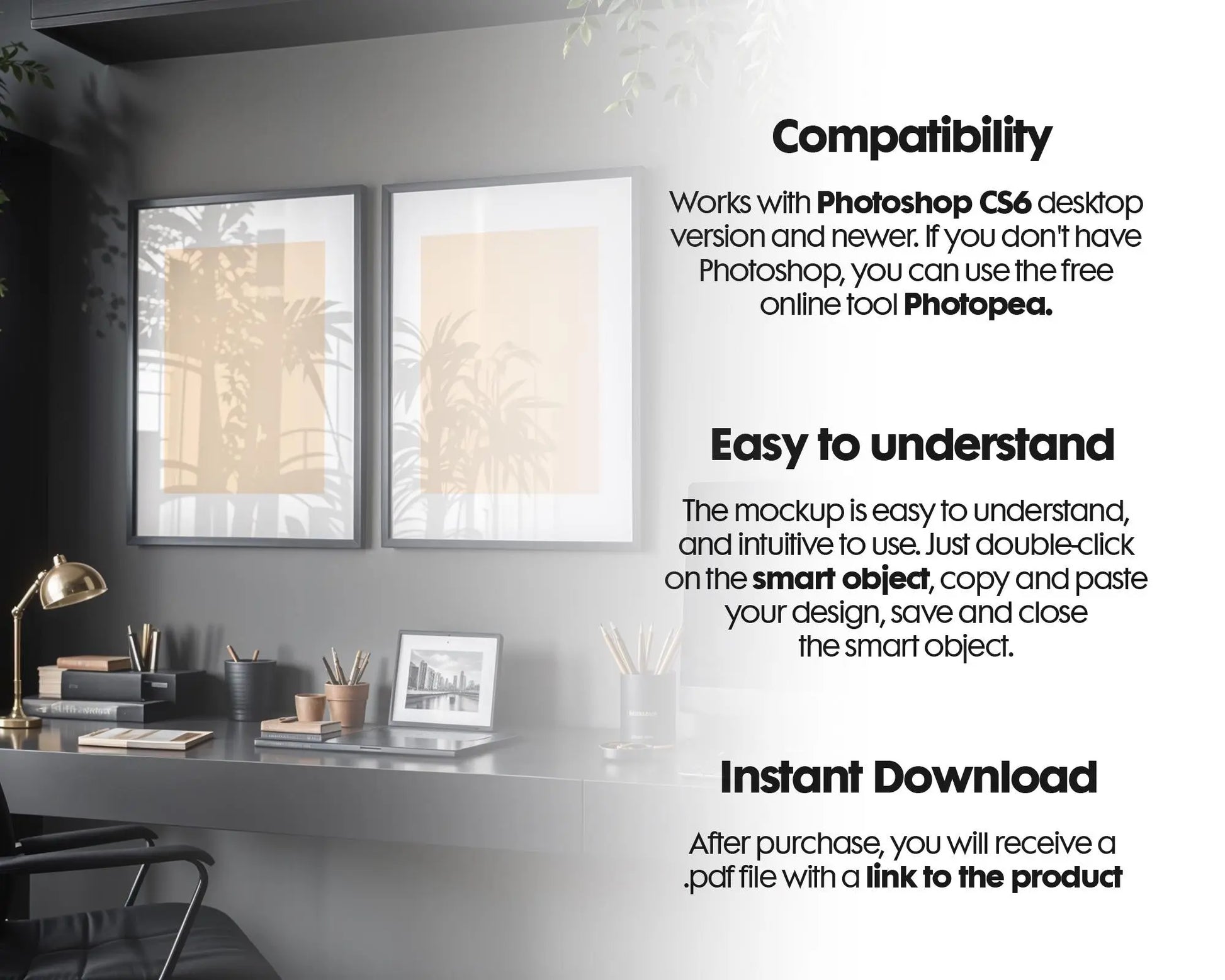 2 Frames Mockup PSD, Mockup Frames, Double Frames Mockup, Set of 2 Mock Up, Wall Art Display, Poster Mockup, Interior Wall Poster Mockup PSD