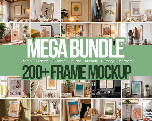 200+ Frames Mockup PSD Bundle Set, Frame Mockup Bundle, 200+ PSD Wall Mockup Frame, PSD Frames Bundle, Mega Bundle Frames Mockup