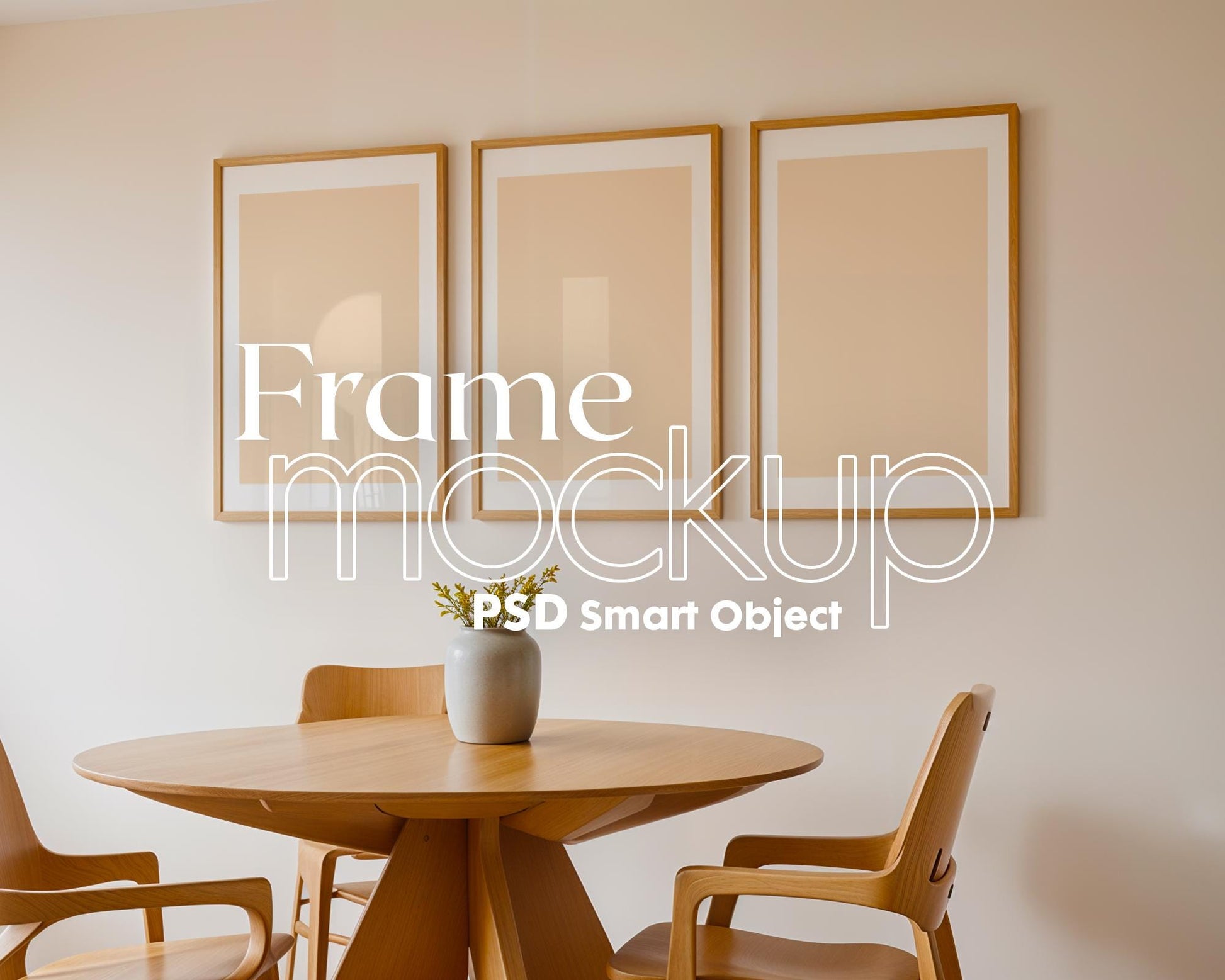 3 Frame Mockup in Home Interior PSD | 3 Frame Mockup Frames | Interior Wall Poster | Interior Poster Shop Mockup