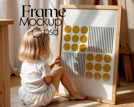 Frame Nursery Mockup in Home Interior PSD | Nursery Frame Mockup Frames | Nursery Wall Poster | Poster Shop Mockup