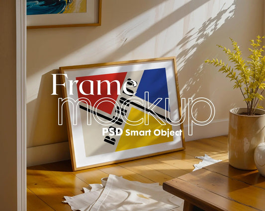 Horizontal Frame Mockup PSD, Scandinavian Wooden Frame Mockup, Poster Mockup PSD , Frame Mockup for Print, Frame Mockup Smart Object
