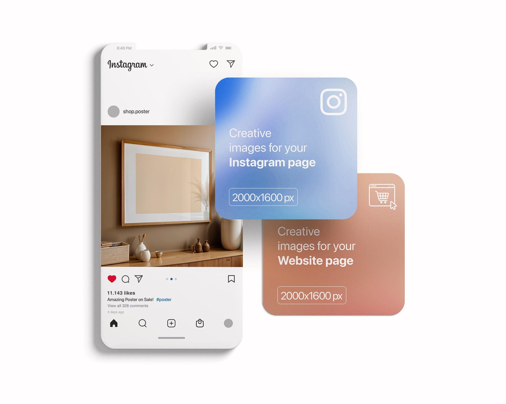 Horizontal Frame Mockup PSD, Scandinavian Wooden Frame Mockup, Poster Mockup PSD , Frame Mockup for Print, Frame Mockup Smart Object