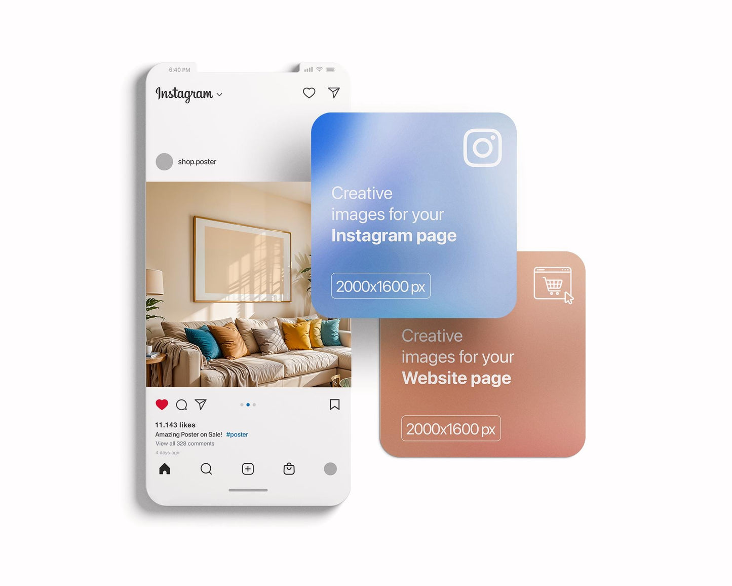 Horizontal Frame Mockup PSD, Scandinavian Wooden Frame Mockup, Poster Mockup PSD , Frame Mockup for Print, Frame Mockup Smart Object