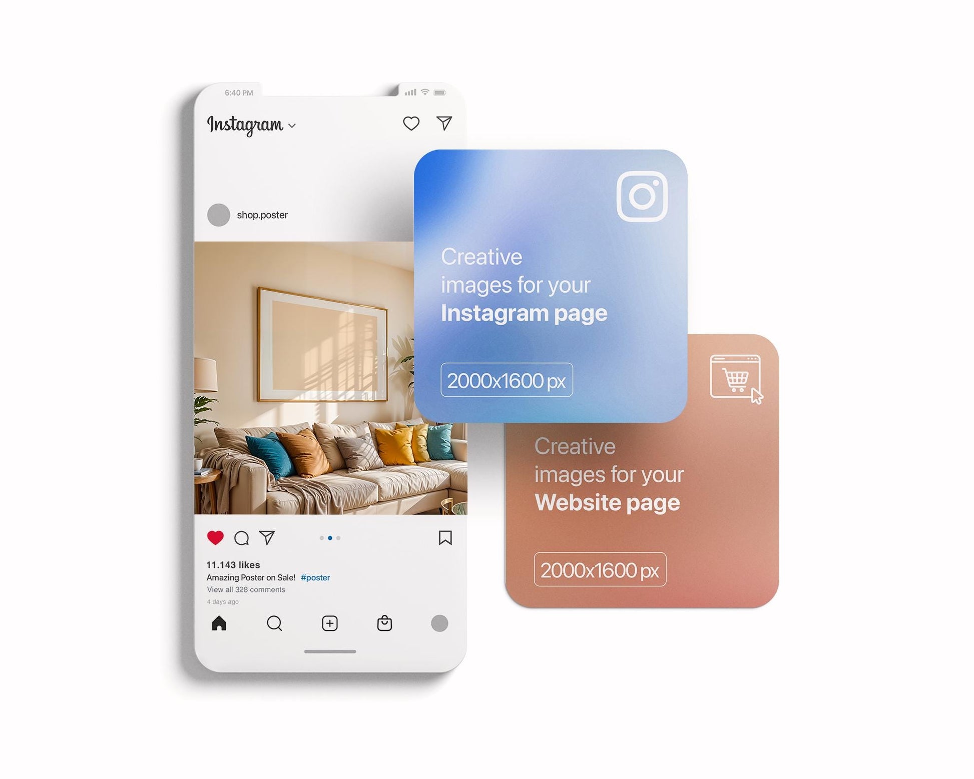 Horizontal Frame Mockup PSD, Scandinavian Wooden Frame Mockup, Poster Mockup PSD , Frame Mockup for Print, Frame Mockup Smart Object