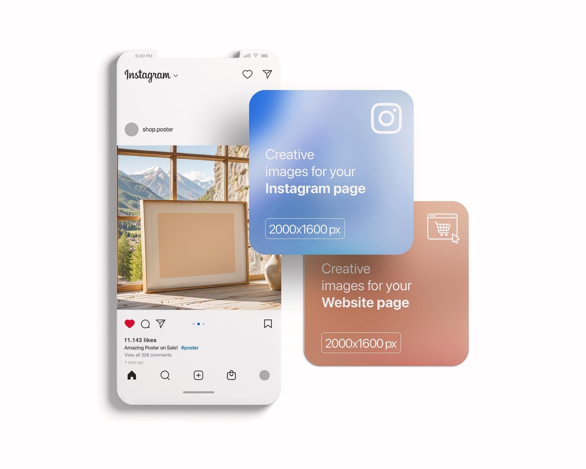 Horizontal Frame Mockup PSD, Scandinavian Wooden Frame Mockup, Poster Mockup PSD , Frame Mockup for Print, Frame Mockup Smart Object