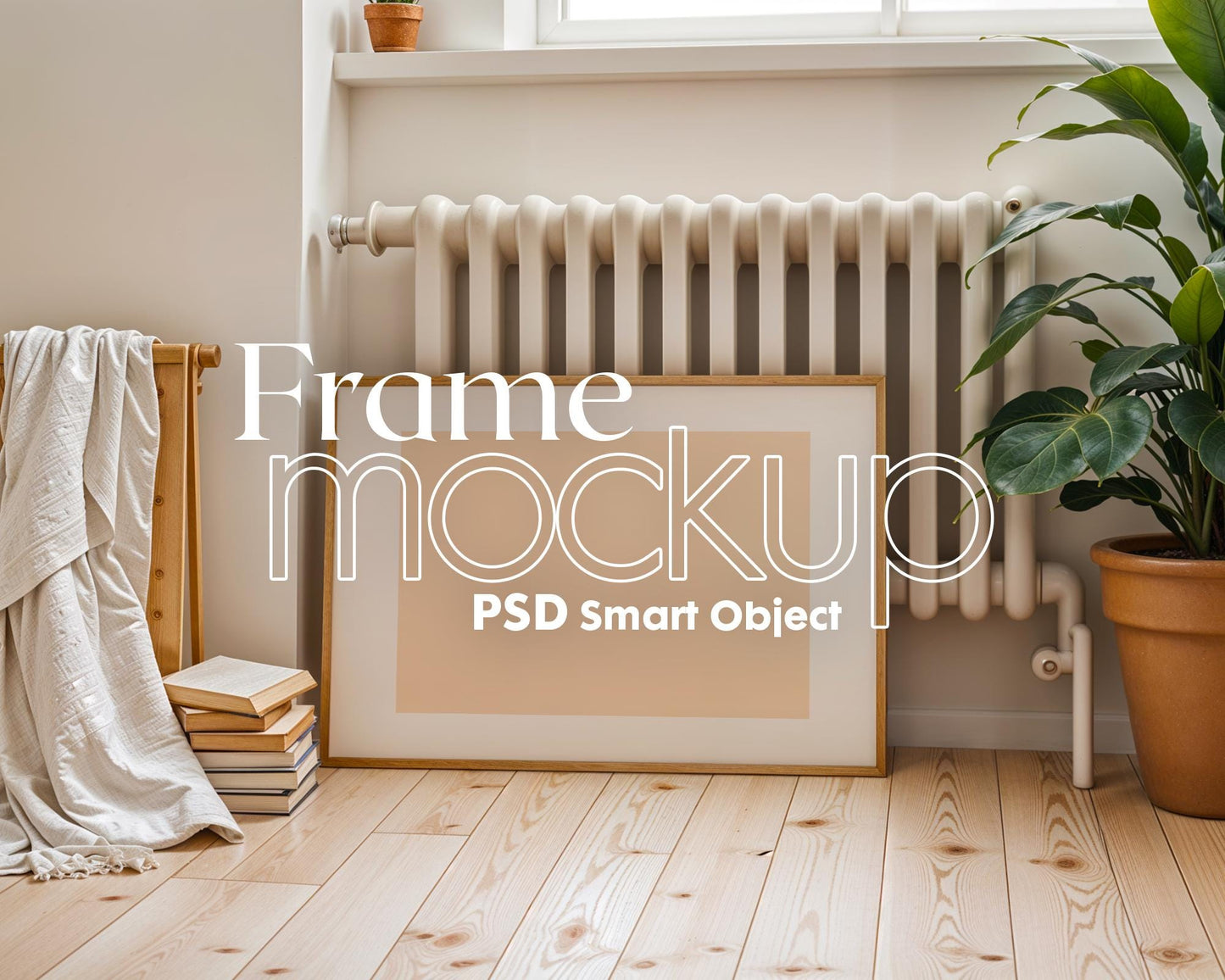 Horizontal Frame Mockup PSD, Scandinavian Wooden Frame Mockup, Poster Mockup PSD , Frame Mockup for Print, Frame Mockup Smart Object