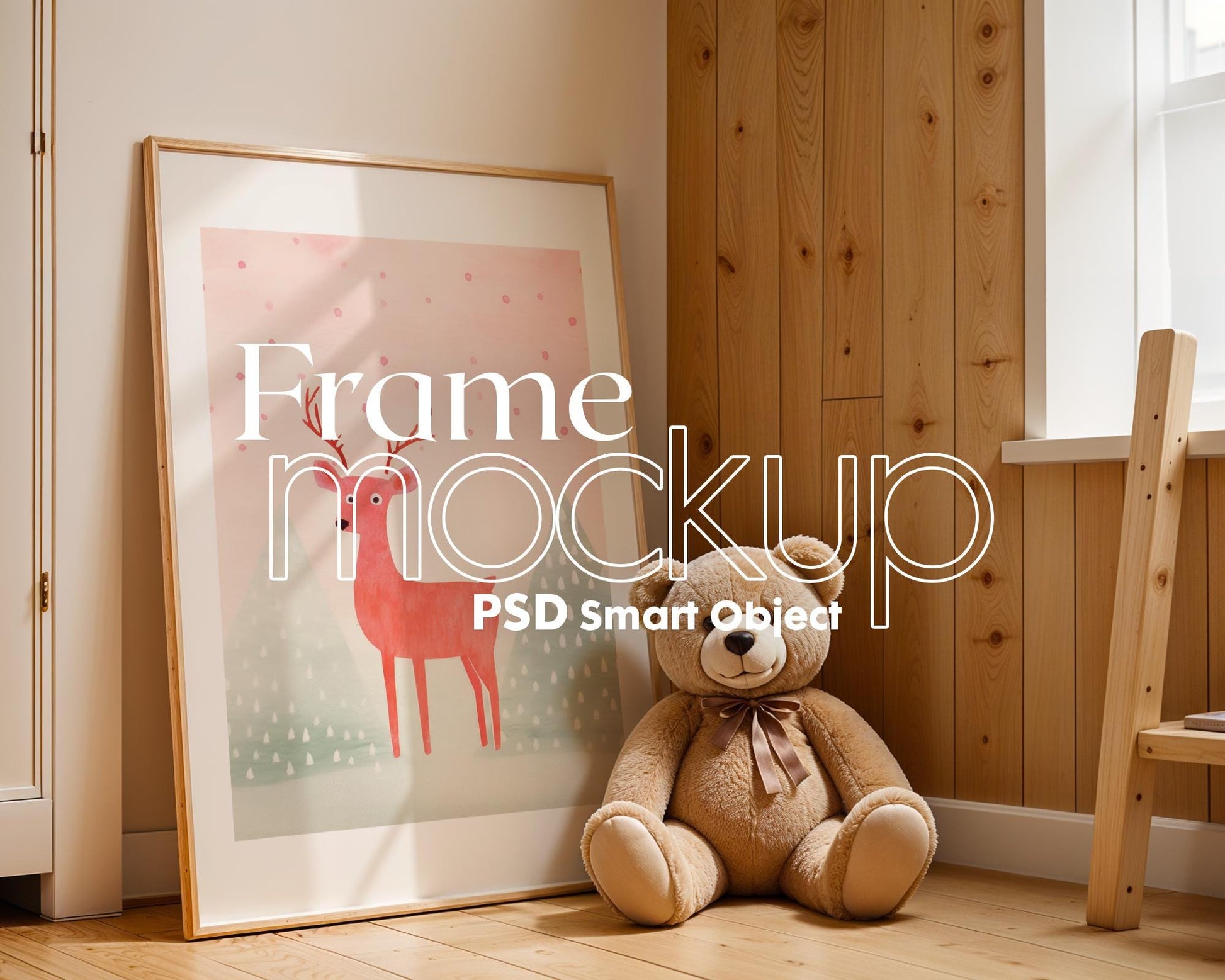 Frame Nursery Mockup in Home Interior PSD | Nursery Frame Mockup Frames | Nursery Wall Poster | Poster Shop Mockup