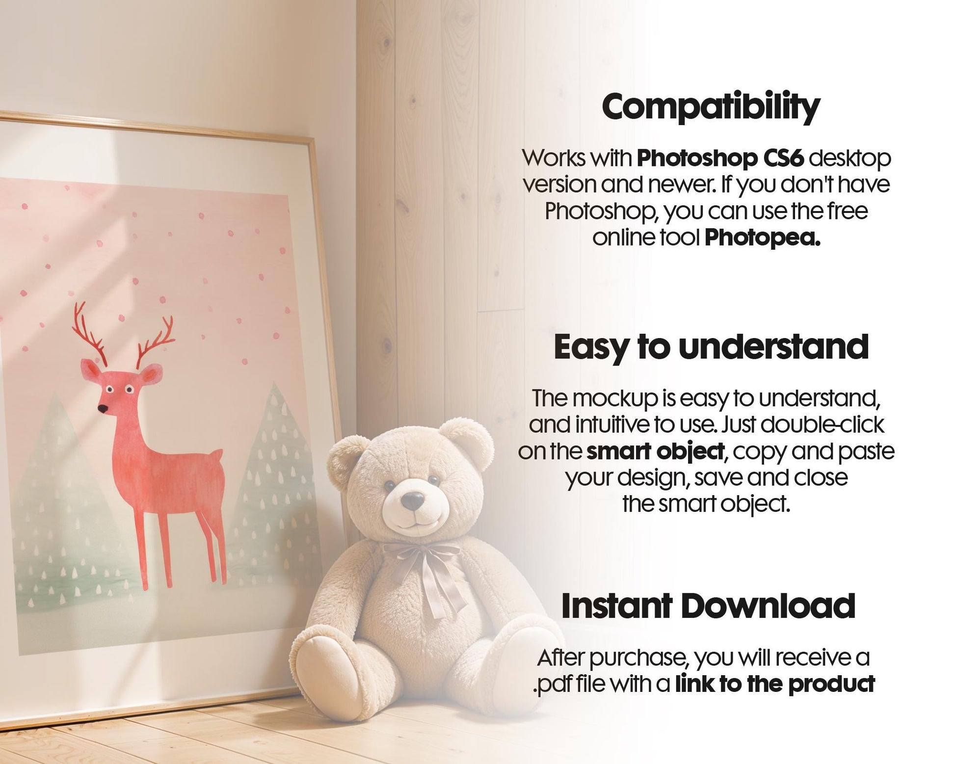 Frame Nursery Mockup in Home Interior PSD | Nursery Frame Mockup Frames | Nursery Wall Poster | Poster Shop Mockup