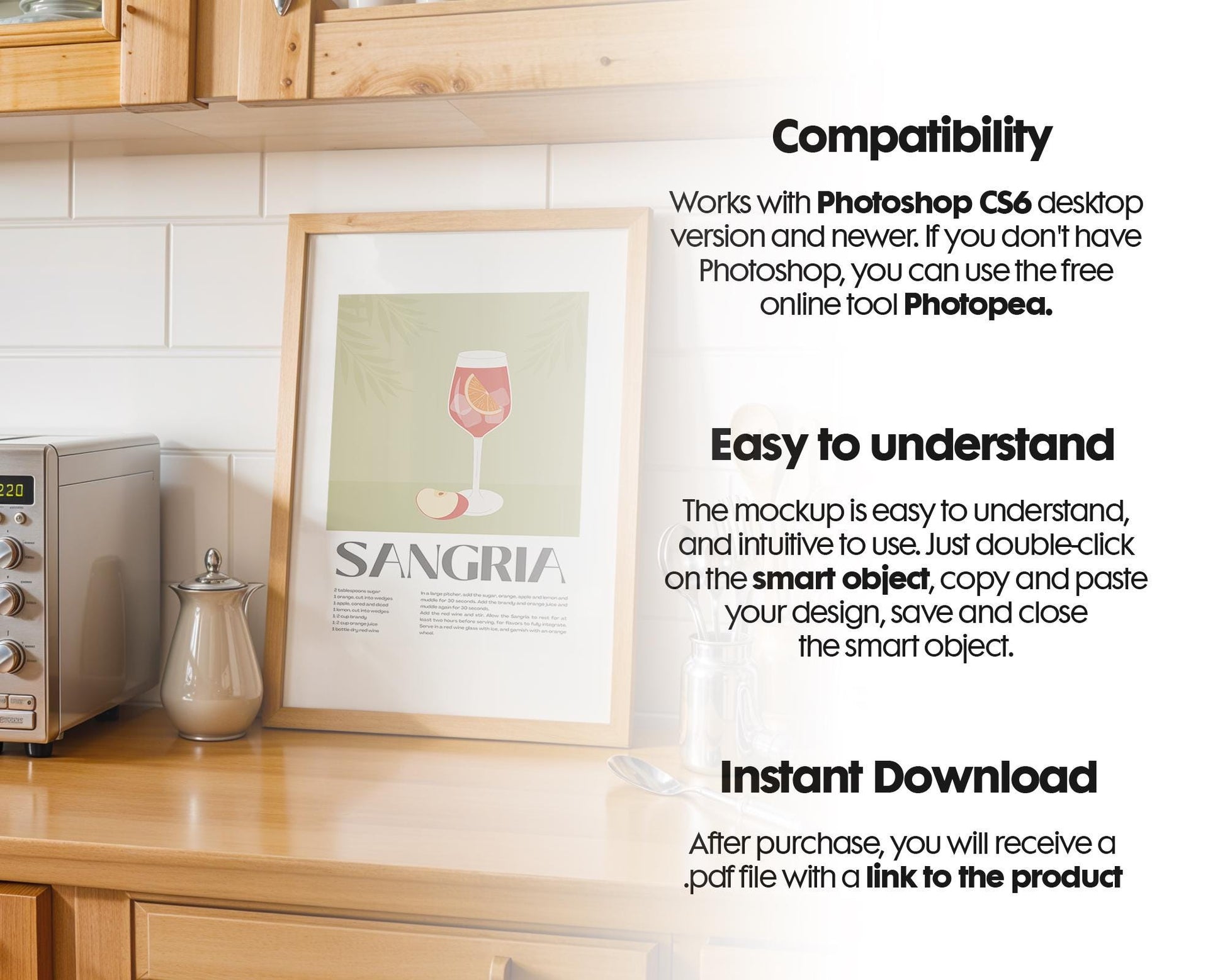 Kitchen Frame Mockup Collection | DIN A Artwork Mockup Frames | Kitchen Wall Art, Digital Prints, and Poster Shop Mockup