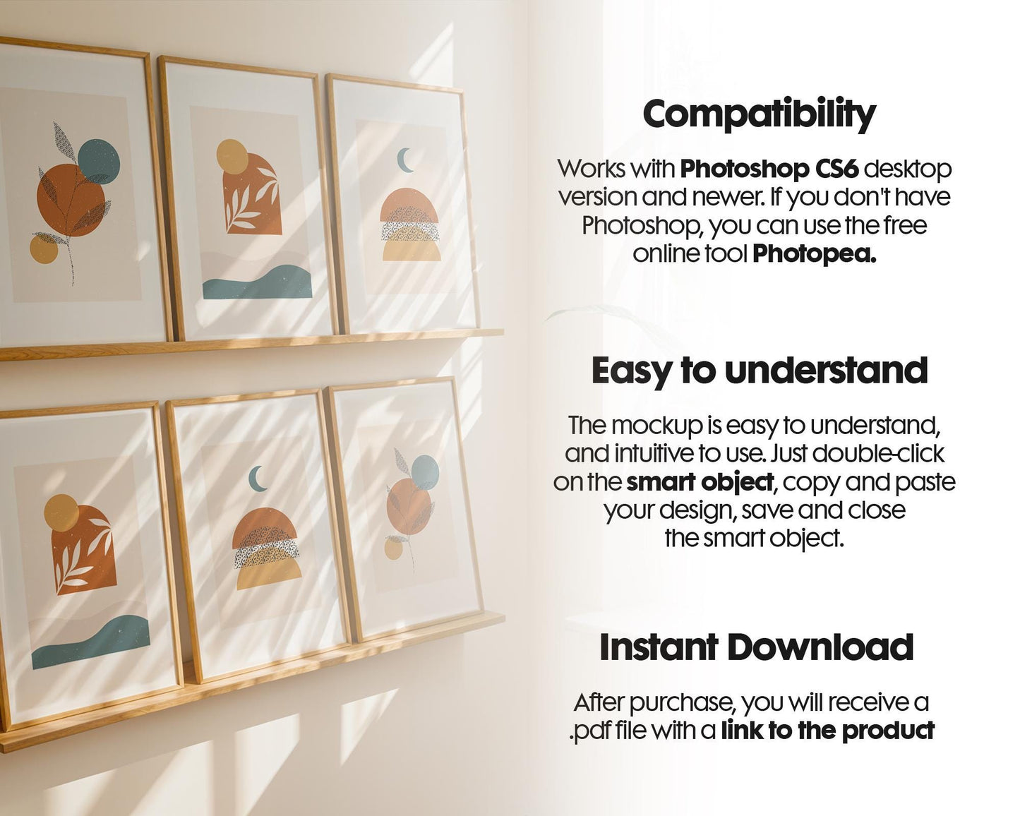 6 Frame Mockup in Home Interior | 6 Frame Mockup Frames | Interior Wall Poster | Interior Poster Shop Mockup