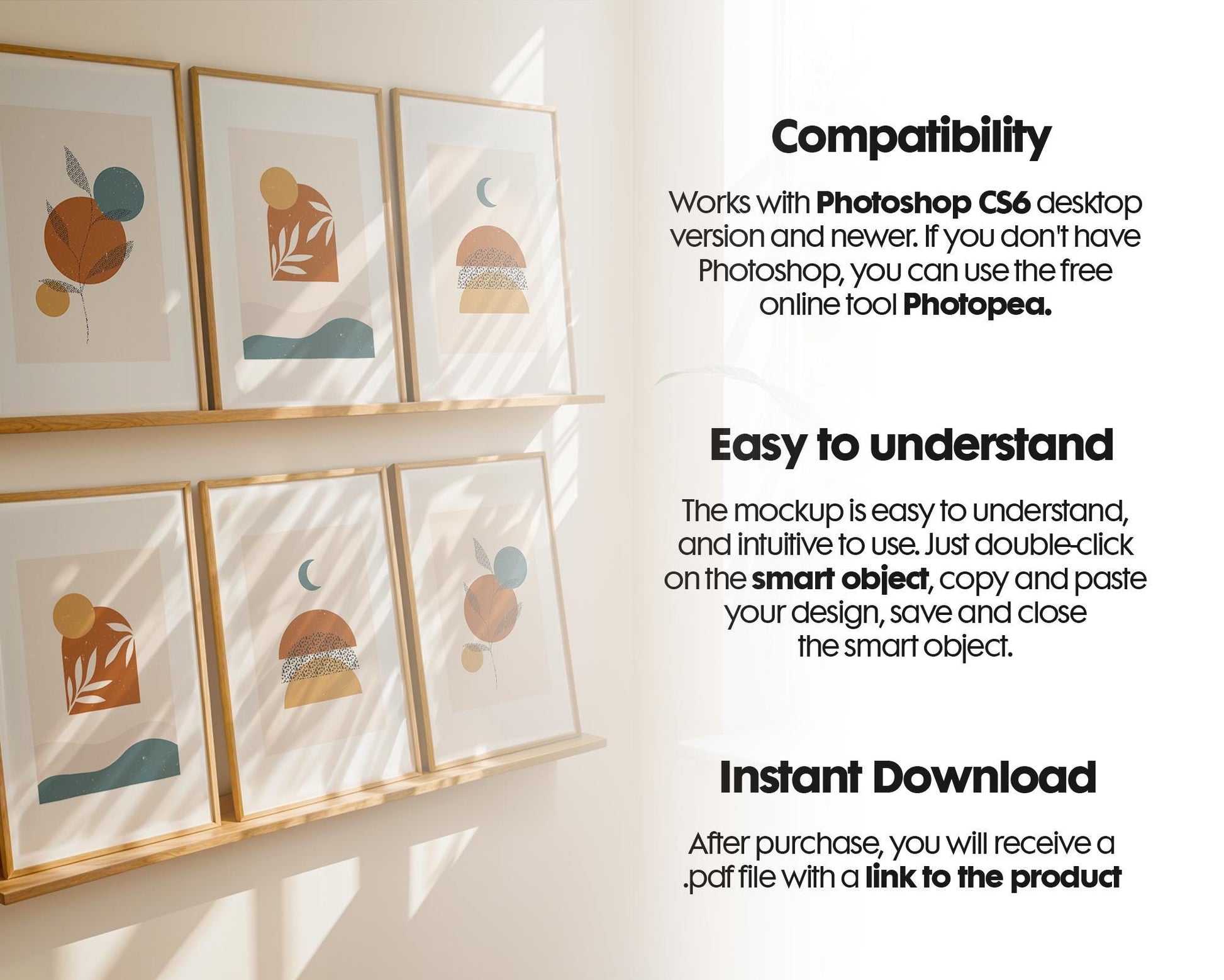 6 Frame Mockup in Home Interior | 6 Frame Mockup Frames | Interior Wall Poster | Interior Poster Shop Mockup