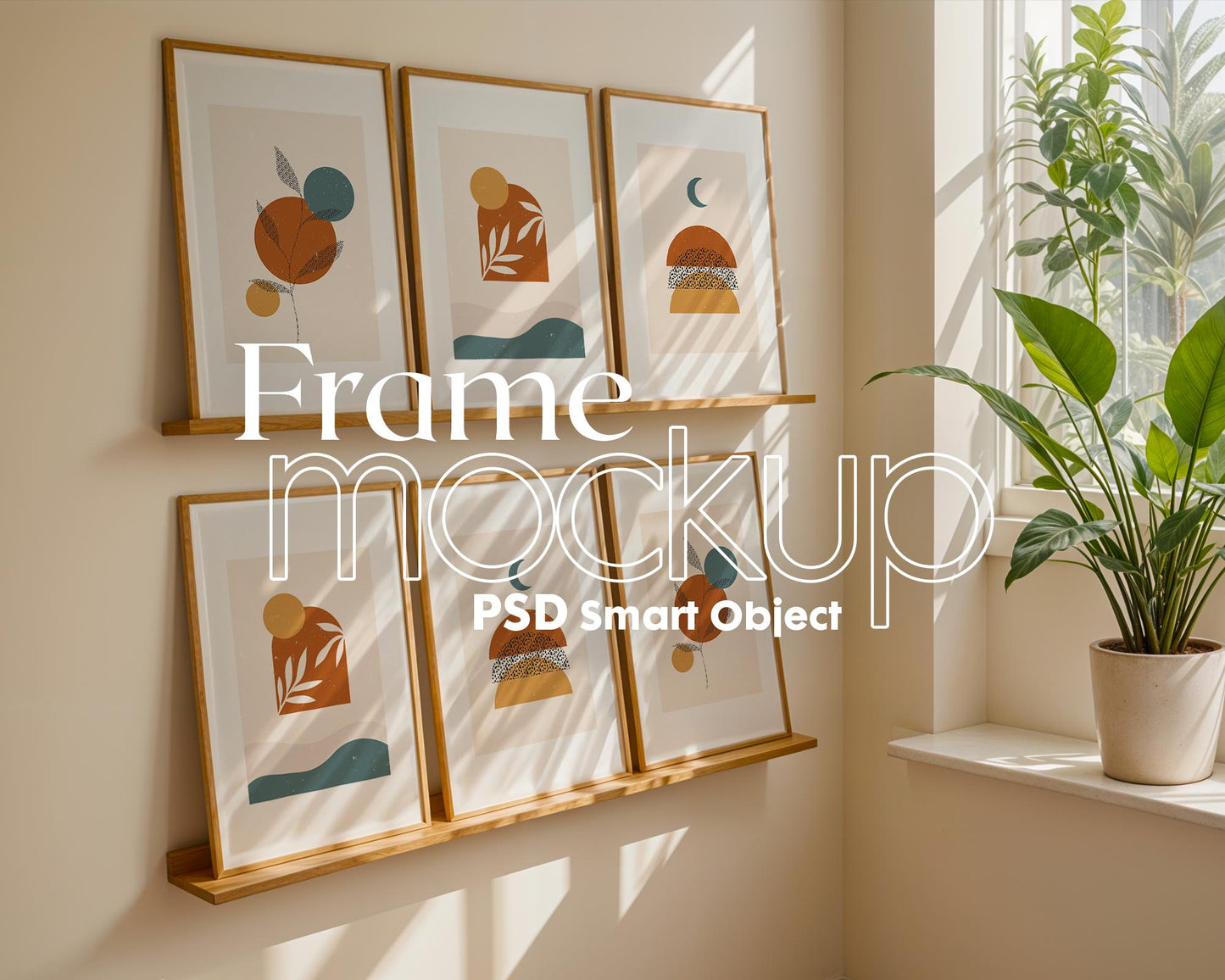 6 Frame Mockup in Home Interior | 6 Frame Mockup Frames | Interior Wall Poster | Interior Poster Shop Mockup