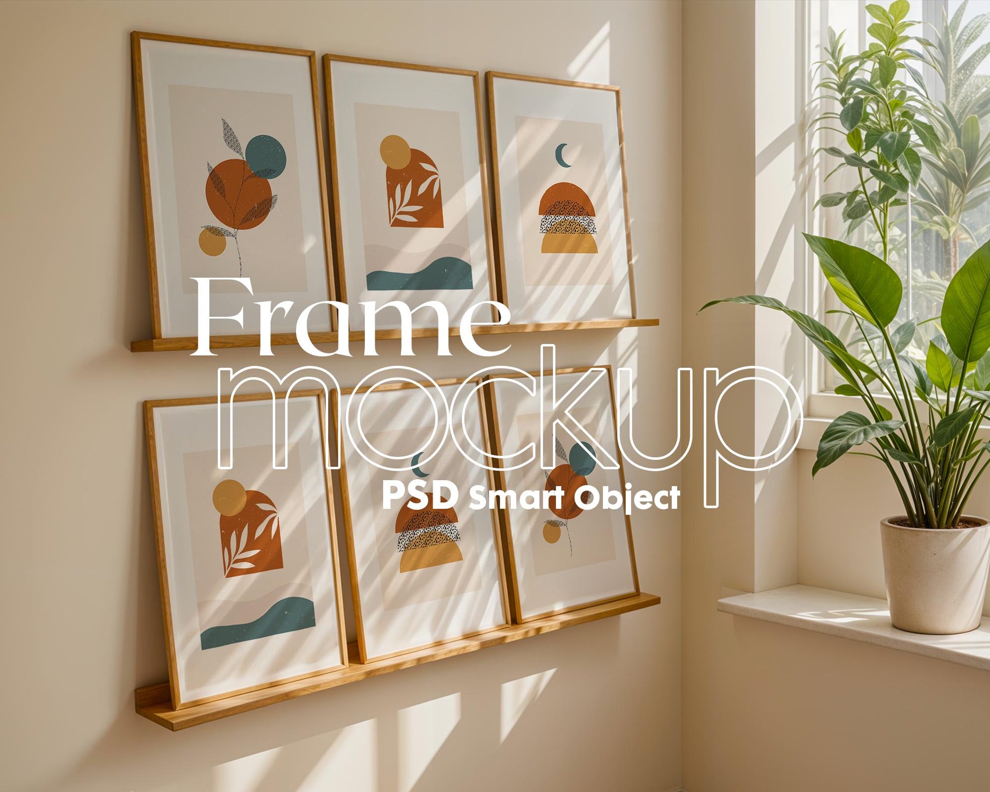 6 Frame Mockup in Home Interior | 6 Frame Mockup Frames | Interior Wall Poster | Interior Poster Shop Mockup