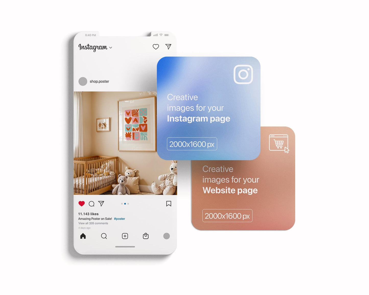 Frame Nursery Mockup in Home Interior PSD | Nursery Frame Mockup Frames | Nursery Wall Poster | Poster Shop Mockup