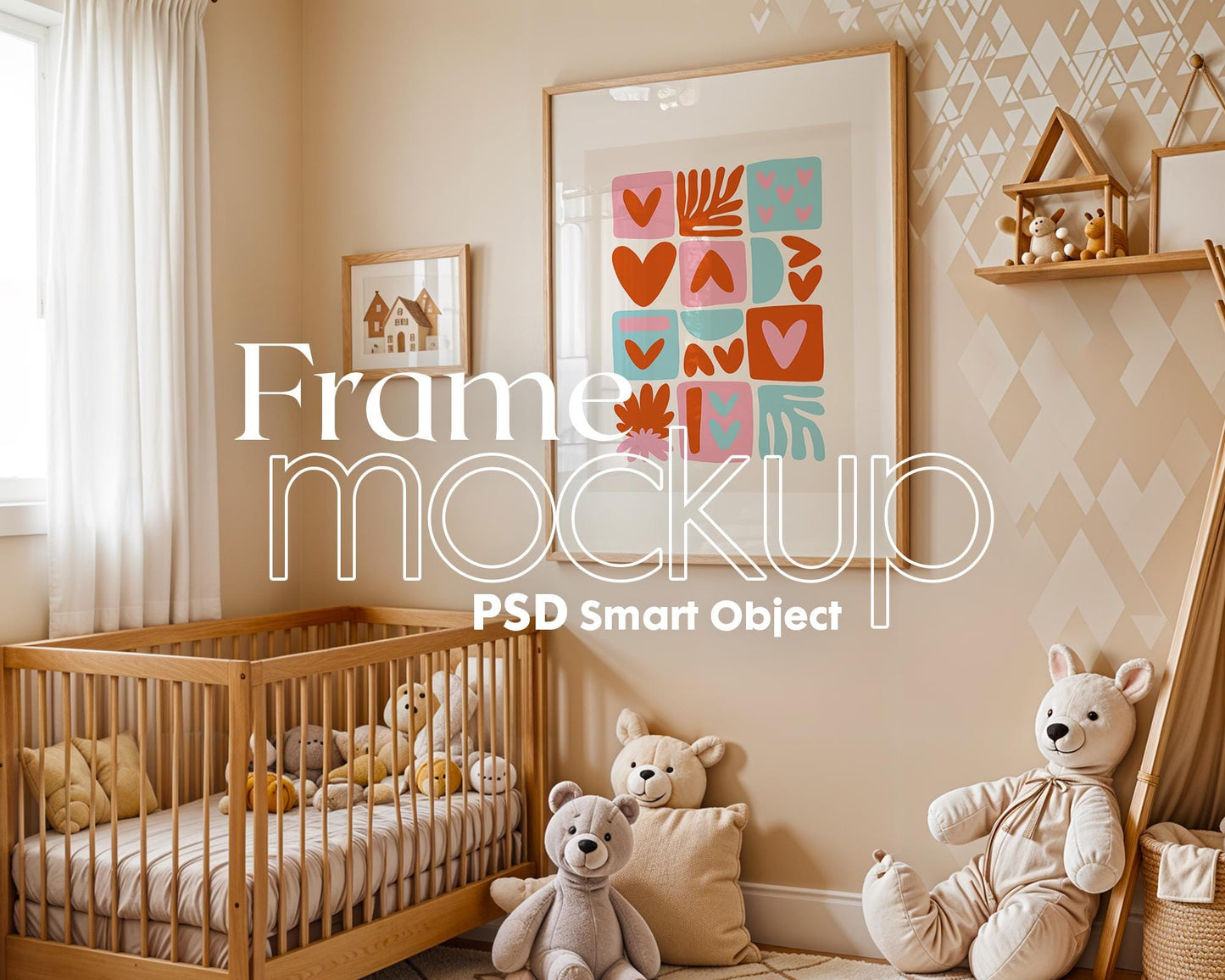 Frame Nursery Mockup in Home Interior PSD | Nursery Frame Mockup Frames | Nursery Wall Poster | Poster Shop Mockup