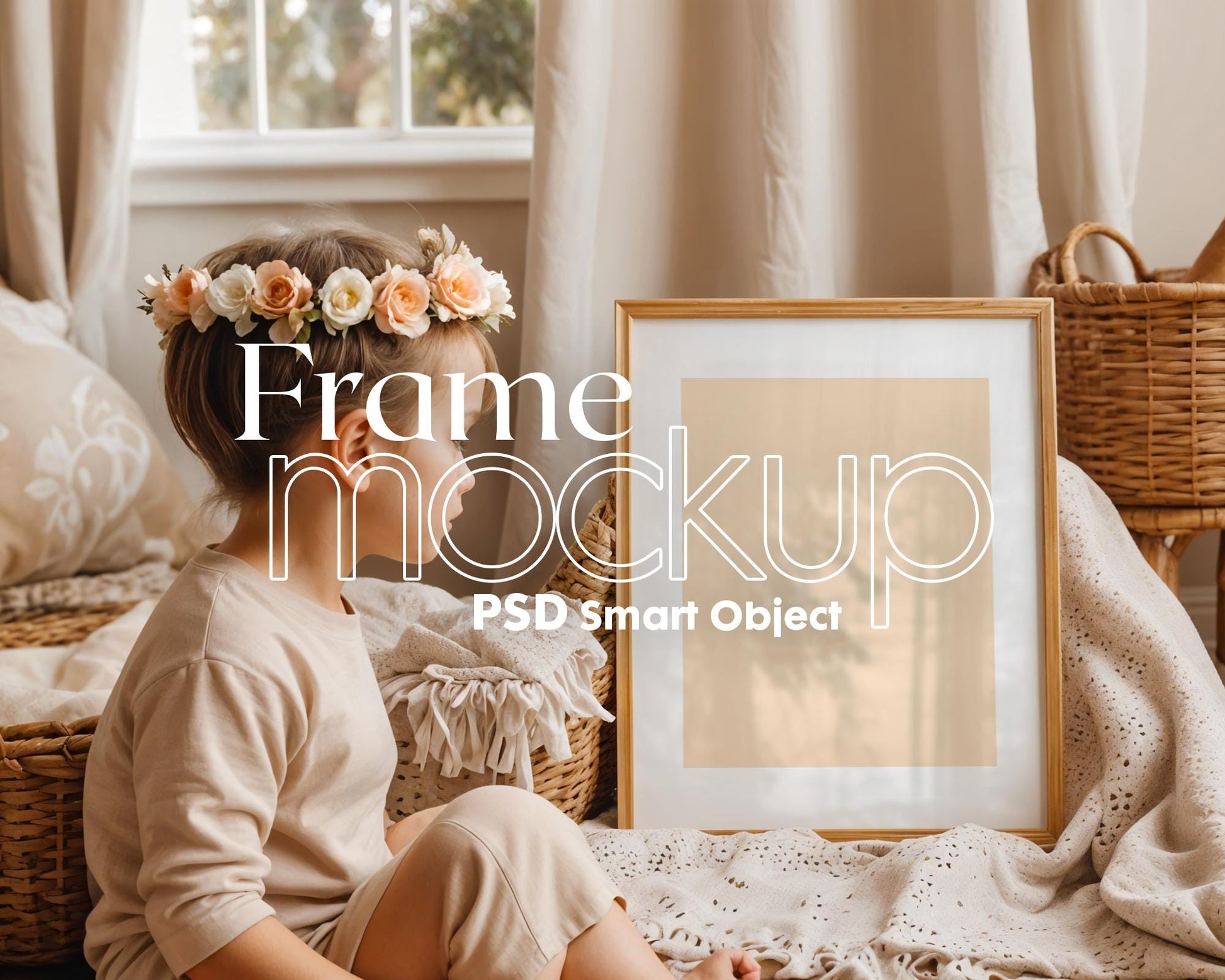 Frame Nursery Mockup in Home Interior PSD | Nursery Frame Mockup Frames | Nursery Wall Poster | Poster Shop Mockup