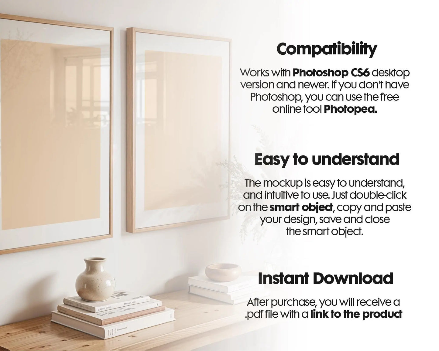 2 Frames Mockup PSD, Mockup Frames, Double Frames Mockup, Set of 2 Mock Up, Wall Art Display, Poster Mockup, Interior Wall Poster Mockup PSD