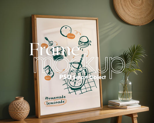 Blank Wooden Poster Frame Mockup, Room Frame Mockup, Minimalist Frame Mockup for Digital Download, Posters and Artwork Instant Download
