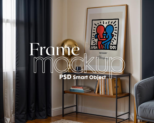 Blank Wooden Poster Frame Mockup, Minimalist Frame Mockup for Digital Download, Posters and Artwork Smart Object Instant Download
