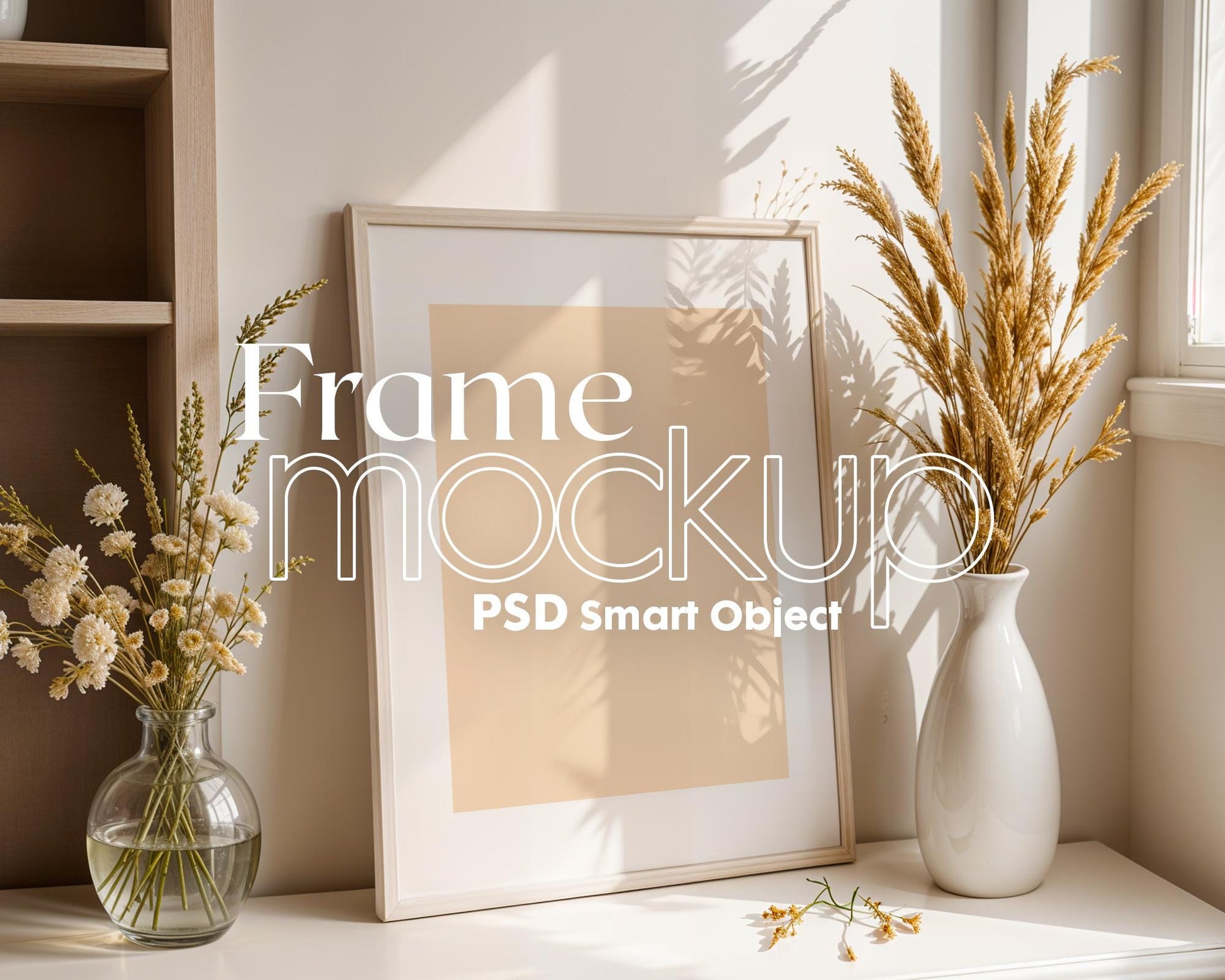 Blank Wooden Poster Frame Mockup, Minimalist Frame Mockup for Digital Download, Posters and Artwork Smart Object Instant Download