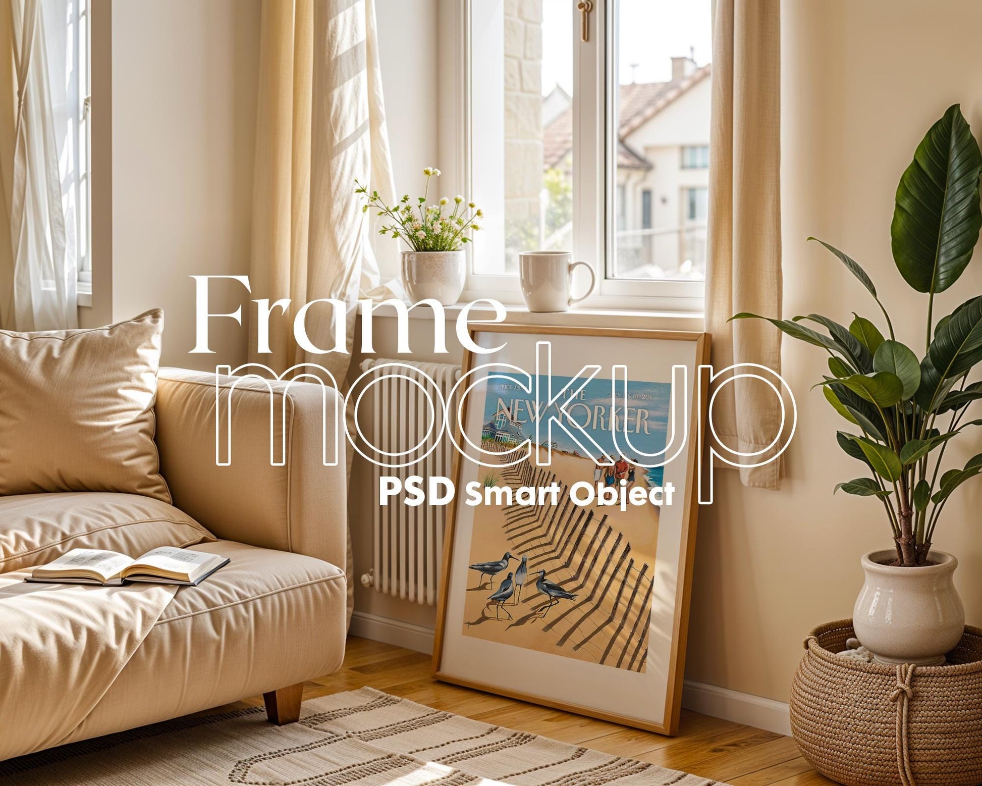 Blank Wooden Poster Frame Mockup, Minimalist Frame Mockup for Digital Download, Posters and Artwork Smart Object Instant Download