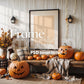 Halloween Frame Mockup PSD, Halloween Wall Art, Rustic Autumn & Pumpkins Vertical Artwork, Spooky Art Mockup,