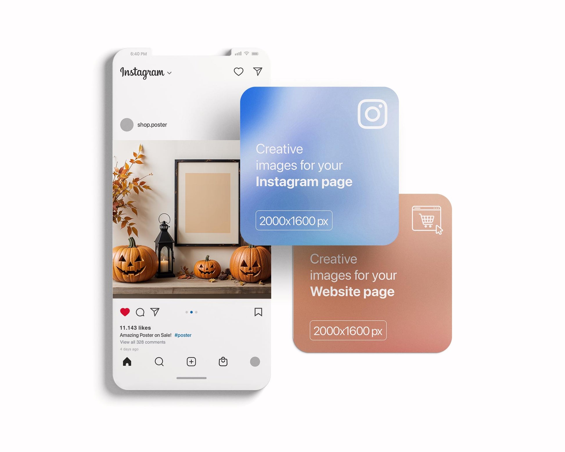 Halloween Frame Mockup PSD, Halloween Wall Art, Rustic Autumn & Pumpkins Vertical Artwork, Spooky Art Mockup,