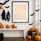 Halloween Frame Mockup PSD, Halloween Wall Art, Rustic Autumn & Pumpkins Vertical Artwork, Spooky Art Mockup,
