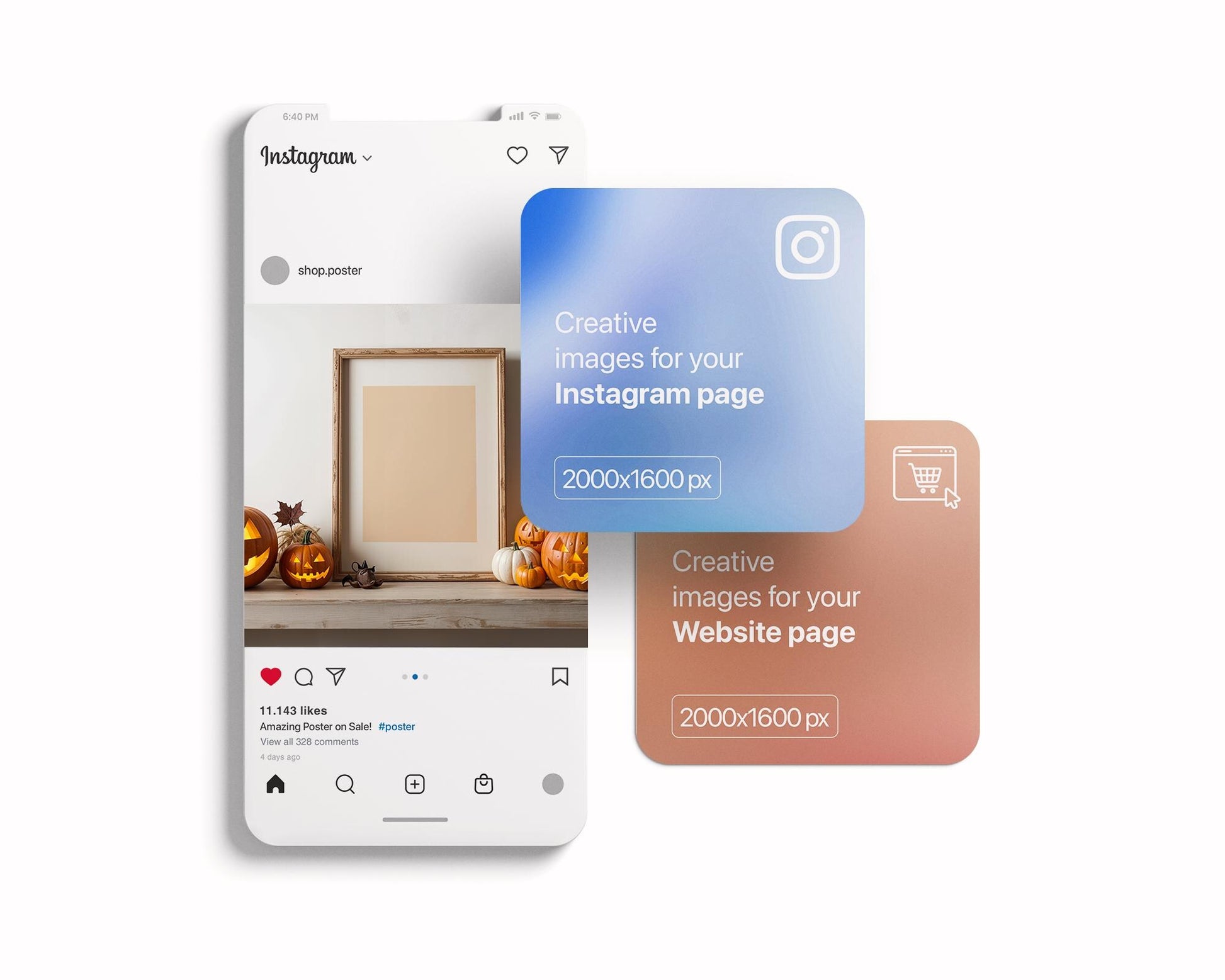 Halloween Frame Mockup PSD, Halloween Wall Art, Rustic Autumn & Pumpkins Vertical Artwork, Spooky Art Mockup,