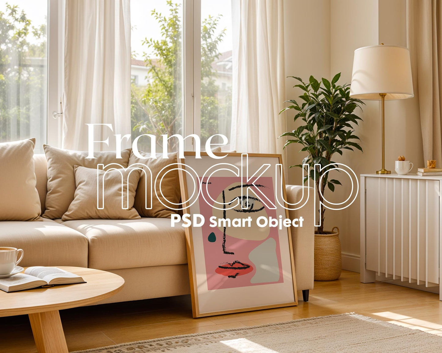 Blank Wooden Poster Frame Mockup, Minimalist Frame Mockup for Digital Download, Posters and Artwork Smart Object Instant Download