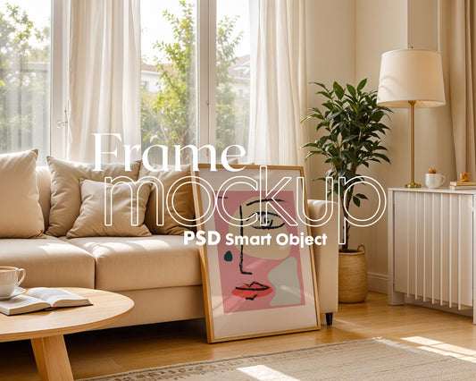 Blank Wooden Poster Frame Mockup, Minimalist Frame Mockup for Digital Download, Posters and Artwork Smart Object Instant Download